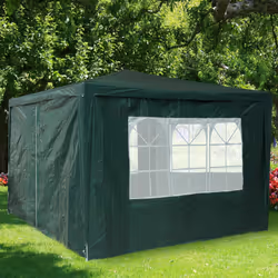 Paroi latérale pour tonnelle en lot de 4, 3 panneaux avec fenêtre, 1 avec fermeture éclair, HxL 2x3 m, vert - Relaxdays