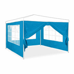 Paroi latérale pour tonnelle, lot de 4, 3 panneaux avec fenêtre, 1 avec fermeture éclair, HxL 2x3m, bleu clair - Relaxdays