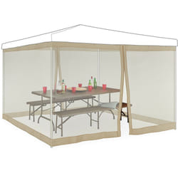 Moustiquaire pour pergola 3 x 3 m, 2 parties latérales, fermeture éclair, sangle, 12 m (xl), jardin, beige - Relaxdays