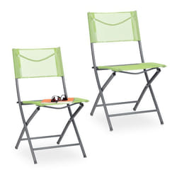 Chaise de jardin, 2, fauteuil pliable , balcon, terrasse, fauteuil de camping, métal jusqu'à 120 kg robuste - Relaxdays