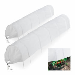 Relaxdays - 2 tunnels de croissance pliables, avec arceaux, longueur 3,4 m, tissu non tissé, pour le jardin, blanc