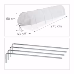 Relaxdays - 2 tunnels de croissance pliables, avec arceaux, longueur 3,4 m, tissu non tissé, pour le jardin, blanc - Vue supplémentaire 4