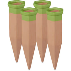 Cône d'arrosage, argile, set de 4, bouteilles en pet d'1,5 l, jardinières et plantes en pot, terre cuite - Relaxdays