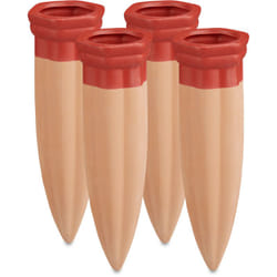 Cône d'arrosage, lot de 4, en céramique, arroseurs pour bouteilles d'1,5 l, balcon, jardin, terre cuite/rouge - Relaxdays