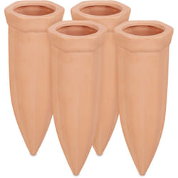 Relaxdays - Cône d'arrosage en argile, lot de 4, pour bouteilles en pet de 1,5 litre, hlp 15 x 5,5, x 5 cm, terre cuite