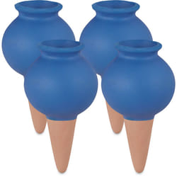 Cône d'arrosage, set de 4, goutte à goutte pour plantes d'intérieurs et jardinières, globe d'irrigation, bleu - Relaxdays