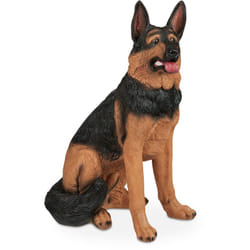 Relaxdays - statue de berger allemand, grandeur nature, résistant aux intempéries, déco chien, 85x39x55 cm, résine, marron