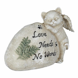 Relaxdays - Décoration pour la tombe d'un chat, résistante aux intempéries, inscription « Love needs no words », crème