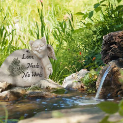 Relaxdays - Décoration pour la tombe d'un chat, résistante aux intempéries, inscription « Love needs no words », crème