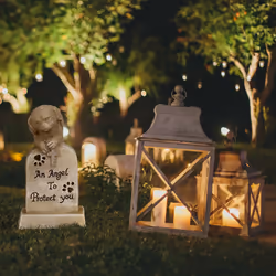 Relaxdays - Décoration pour la tombe de votre boule de poils, avec croix, chien ailé et inscription en anglais, crème