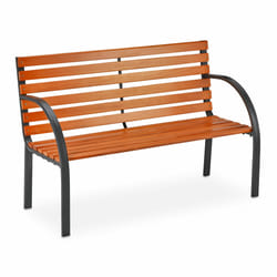 Banc de jardin, 2 places, étai en bois, rustique, balcon et terrasse, extérieur, hlp 83,5x123x56 cm, brun/noir - Relaxdays
