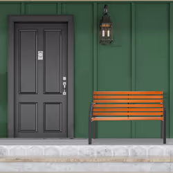 Banc de jardin, 2 places, étai en bois, rustique, balcon et terrasse, extérieur, hlp 83,5x123x56 cm, brun/noir - Relaxdays