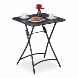Relaxdays Table de balcon pliable, de jardin, carrée, HxlxP 74 x 59 x 59 cm,résistant aux intempéries, acier, anthracite