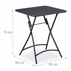 Relaxdays Table de balcon pliable, de jardin, carrée, HxlxP 74 x 59 x 59 cm,résistant aux intempéries, acier, anthracite - Vue supplémentaire 4