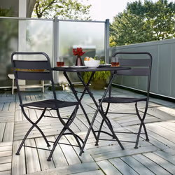 Relaxdays Table de balcon pliable, de jardin, carrée, HxlxP 74 x 59 x 59 cm,résistant aux intempéries, acier, anthracite - Vue supplémentaire 6