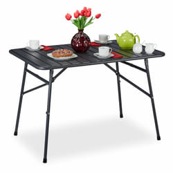 Table de jardin pliable, de terrasse, en métal, HlP 74,5 x 110 x 70,5 cm, carré, pliable, anthracite, robuste - Relaxdays