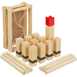Relaxdays - Kubb, jeu d'échecs viking en bois, 21 pièces, adultes et enfants, pour jardin et camping, marron clair