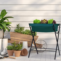 Relaxdays - Jardinière surélevée, tissu, trous d'évacuation, parterre de balcon HxLxP 80x65x40 cm, structure métal, vert