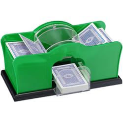 Relaxdays - Mélangeur de cartes, jusqu'à 91 mm, mixeur manuel, pour 2 jeux, avec manivelle, pour le poker, plastique, vert