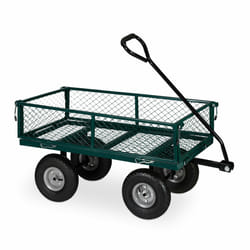 Relaxdays - Chariot de transport, sur roues pneumatiques, côtés rabattables, pour jardin, outils, capacité de 200 kg, vert
