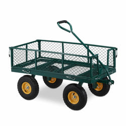 Chariot de transport, sur roues pneumatiques, côtés rabattables, pour jardin, capacité de 250 kg, vert - Relaxdays
