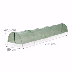 Relaxdays - Tunnel de croissance pliable avec fermetures éclair, 2,9 m de long, contre les parasites et les oiseaux, vert - Vue supplémentaire 4