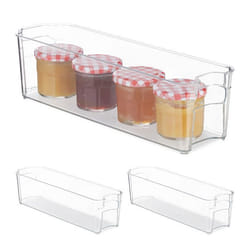 Bac de rangement lot de 3 organiseur de cuisine étroit avec poignées pour aliments 10 x 11 x 375 cm transparent
