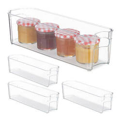 Bac de rangement lot de 4 organiseur de cuisine étroit avec poignées pour aliments 10 x 11 x 375 cm transparent