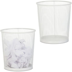 Relaxdays - Corbeille papier, lot de 2, pour bureau & chambre ado, ouverte,ronde, fil de fer, poubelle, en métal, HxD 28x26cm,blanc