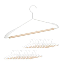 Cintres lot de 20 pour t-shirts costumes vestes avec traverse pantalon en bois et métal 43 cm de large blanc