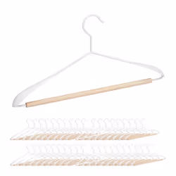 Cintres lot de 40 pour t-shirts costumes vestes avec traverse pantalon en bois et métal 43 cm de large blanc