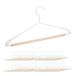 Cintres lot de 40 pour t-shirts costumes vestes avec traverse pantalon en bois et métal 43 cm de large blanc