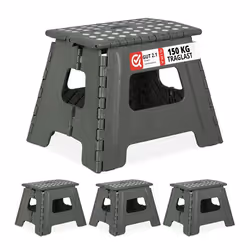 4x Tabourets pliants taille L portable escabeau de salle de bain 120 kg plastique 325 cm de haut gris clair