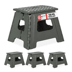 4x Tabourets pliants taille L portable escabeau de salle de bain 120 kg plastique 325 cm de haut gris clair