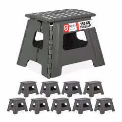 10x Tabourets pliants taille L portable escabeau de salle de bain 120 kg plastique 325 cm de haut gris clair