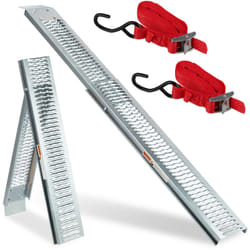 Relaxdays - 2x rampes de chargement voiture, pliable, monter des motos, acier, capacité maximale: 225 kg, 2m de long, argenté