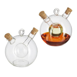 2x bouteilles huile et vinaigre 2 en 1 avec bouchon de liège vinaigre et huile en un 375 et 50 ml transparent