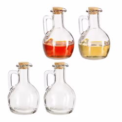 Bouteille huile et vinaigre lot de 4 avec bouchon de liège rond pour huile & vinaigre 180 ml transparent