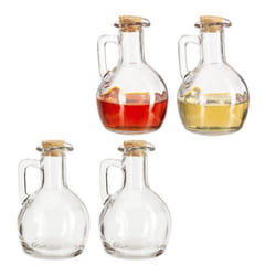 Bouteille huile et vinaigre lot de 4 avec bouchon de liège rond pour huile & vinaigre 180 ml transparent