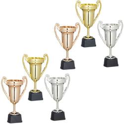 Relaxdays - Trophée, lot de 6, sport et fête, coupe sans inscription à anse, plastique, 22,5 x 13,5 x 8,5 cm, multicolore