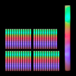 Bâton lumineux LED lot de 48 bâtonnets clignotants en mousse 3 modes piles fête 465 cm de long blanc
