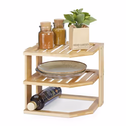 Relaxdays Étagère de coin pour la cuisine en bambou HLP : 24x27x255 cm plan de travail ou placard nature