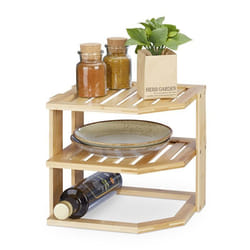 Relaxdays Étagère de coin pour la cuisine en bambou HLP : 24x27x255 cm plan de travail ou placard nature