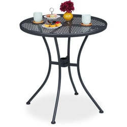 Table ronde de jardin, avec trou pour parasol, résistant aux intempéries, acier, HxD 72 x 70 cm, anthracite - Relaxdays