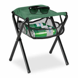 Tabouret pliant camping, avec poche, jusqu'à 120 kg, pliable, léger, siège plage, HxLxP: 39 x 29 x 35 cm, vert - Relaxdays