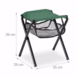 Tabouret pliant camping, avec poche, jusqu'à 120 kg, pliable, léger, siège plage, HxLxP: 39 x 29 x 35 cm, vert - Relaxdays - Vue supplémentaire 4