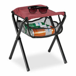 Tabouret pliant camping, avec poche, jusqu'à 120 kg, pliable, léger, siège plage, HxLxP: 39x29x35 cm, rouge - Relaxdays