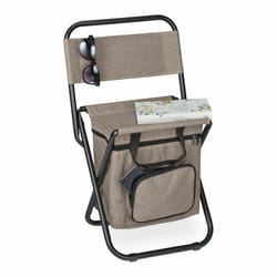 Relaxdays Tabouret de camping avec poche, pliant, sans dossier, pêche, jardin, chaise à transporter, 60x35x35 cm, beige