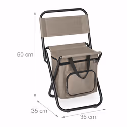 Relaxdays Tabouret de camping avec poche, pliant, sans dossier, pêche, jardin, chaise à transporter, 60x35x35 cm, beige - Vue supplémentaire 4