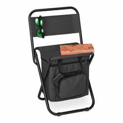 Tabouret de camping avec poche, pliant, sans dossier, pêche, jardin, chaise à transporter, 60x35x35 cm, noir - Relaxdays